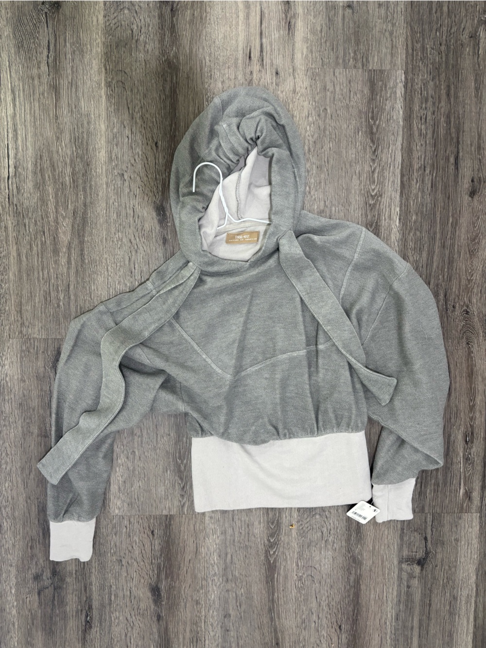 We The Free Light Gray Cropped Hooded Pullover